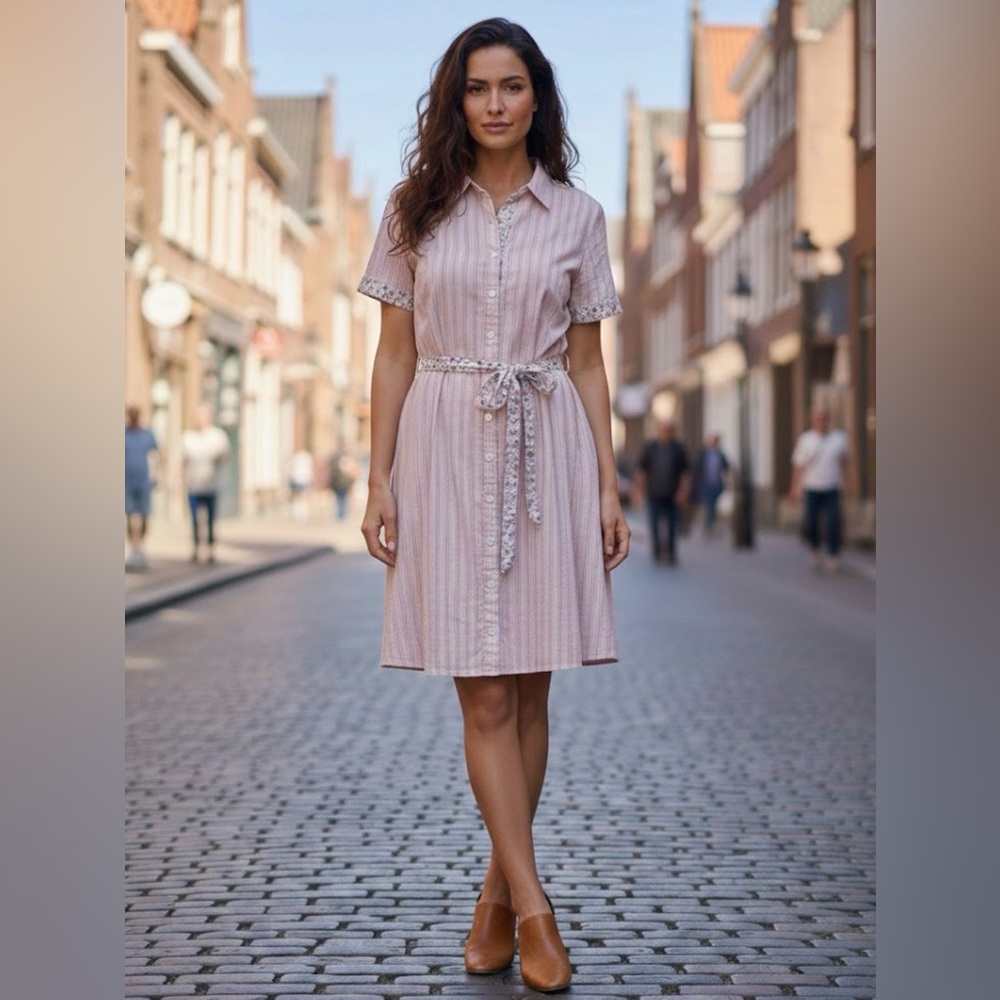 Croft & Barrow Striped Shirt Dress - Size Medium